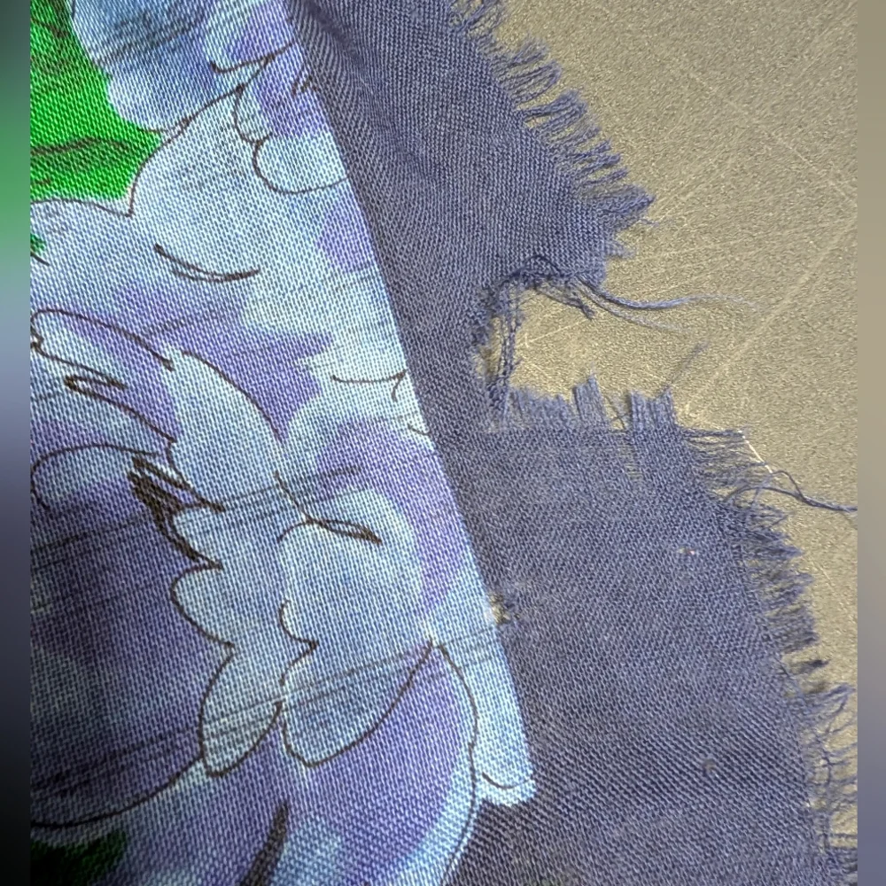 Casca For Majid Blue Purple And Green Wool Floral‎ Scarf